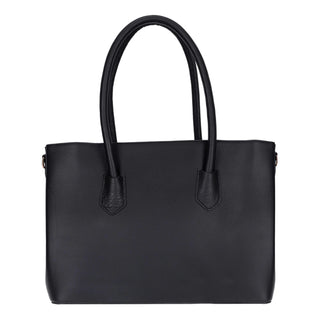 Carrera Novelya — Full - Grain Leather Top Handle Bag, Pebble Black - BlackBrook Case