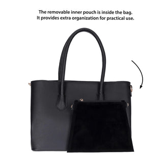 Carrera Novelya — Full - Grain Leather Top Handle Bag, Pebble Black - BlackBrook Case