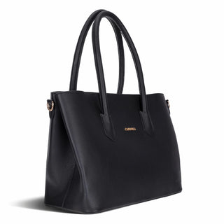 Carrera Novelya — Full - Grain Leather Top Handle Bag, Pebble Black - BlackBrook Case