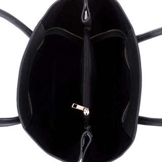 Carrera Novelya — Full - Grain Leather Top Handle Bag, Pebble Black - BlackBrook Case