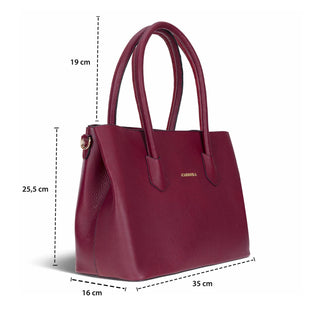 Carrera Novelya — Full - Grain Leather Top Handle Bag, Pebble Bordeaux - BlackBrook Case