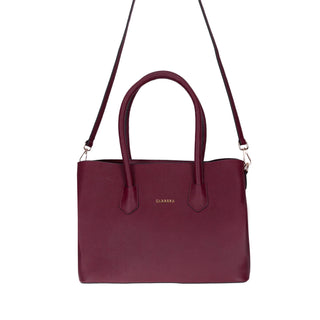 Carrera Novelya — Full - Grain Leather Top Handle Bag, Pebble Bordeaux - BlackBrook Case