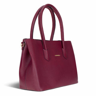 Carrera Novelya — Full - Grain Leather Top Handle Bag, Pebble Bordeaux - BlackBrook Case