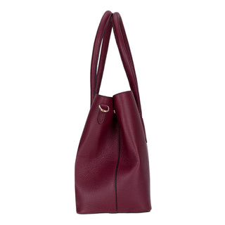 Carrera Novelya — Full - Grain Leather Top Handle Bag, Pebble Bordeaux - BlackBrook Case