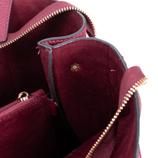 Carrera Novelya — Full - Grain Leather Top Handle Bag, Pebble Bordeaux - BlackBrook Case