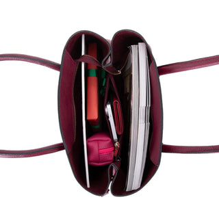 Carrera Novelya — Full - Grain Leather Top Handle Bag, Pebble Bordeaux - BlackBrook Case