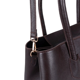 Carrera Novelya — Full - Grain Leather Top Handle Bag, Pebble Brown - BlackBrook Case