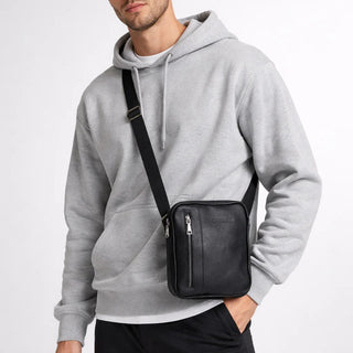 Carrera Torrenzio Leather Men's Compact Handbag, Black - BlackBrook Case