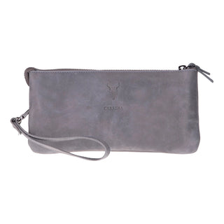 Carrera Vernox — Full - Grain Cowhide Slim Handheld Pouch, Grey - BlackBrook Case