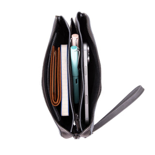 Carrera Vernox — Full - Grain Cowhide Slim Handheld Pouch, Grey - BlackBrook Case