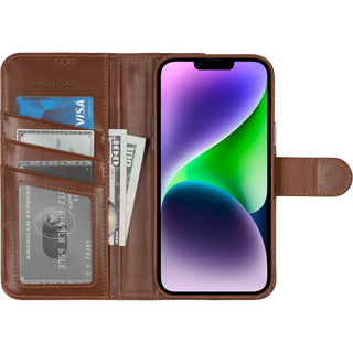 Carson Detachable Leather Wallet Case – iPhone 14 Plus, Burnished Tan - BlackBrook Case