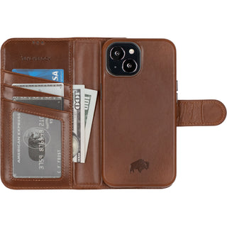 Carson Detachable Leather Wallet Case – iPhone 14 Plus, Burnished Tan - BlackBrook Case