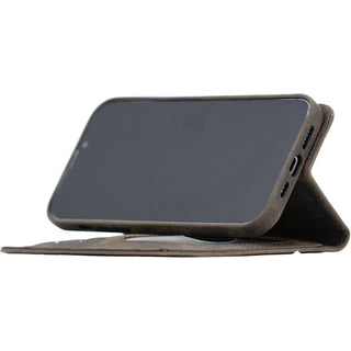 Carson Detachable Leather Wallet Case – iPhone 14 Plus, Distressed Coffee - BlackBrook Case