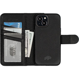 Carson Detachable Leather Wallet Case – iPhone 14 Plus, Pebble Black - BlackBrook Case