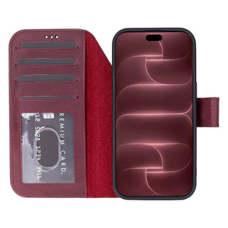 Carter 2-in-1 Full-Grain Leather Wallet Case for iPhone 18 Pro, Purple - BlackBrook Case
