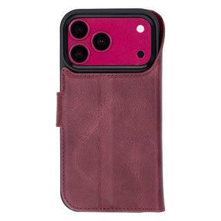 Carter 2-in-1 Full-Grain Leather Wallet Case for iPhone 18 Pro, Purple - BlackBrook Case