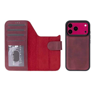 Carter 2-in-1 Full-Grain Leather Wallet Case for iPhone 18 Pro, Purple - BlackBrook Case