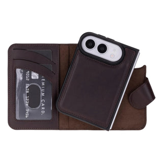 Carter 2-in-1 Full-Grain Leather Wallet Case for iPhone Duo, Dark Brown - BlackBrook Case
