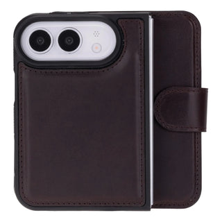 Carter 2-in-1 Full-Grain Leather Wallet Case for iPhone Duo, Dark Brown - BlackBrook Case