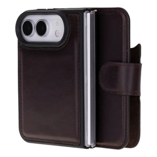Carter 2-in-1 Full-Grain Leather Wallet Case for iPhone Duo, Dark Brown - BlackBrook Case