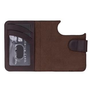 Carter 2-in-1 Full-Grain Leather Wallet Case for iPhone Duo, Dark Brown - BlackBrook Case