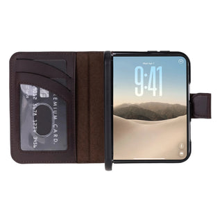 Carter 2-in-1 Full-Grain Leather Wallet Case for iPhone Duo, Dark Brown - BlackBrook Case