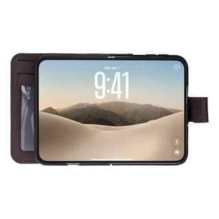 Carter 2-in-1 Full-Grain Leather Wallet Case for iPhone Duo, Dark Brown - BlackBrook Case