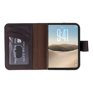 Carter 2-in-1 Full-Grain Leather Wallet Case for iPhone Duo, Dark Brown - BlackBrook Case