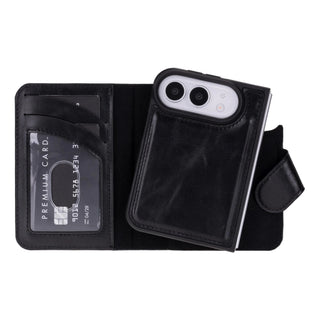 Carter 2-in-1 Full-Grain Leather Wallet Case for iPhone Duo, Rustic Black - BlackBrook Case