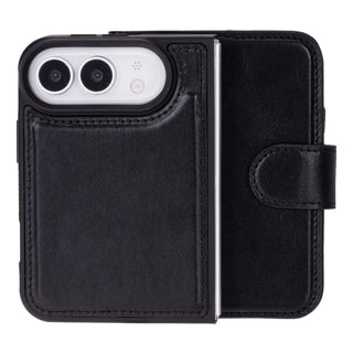 Carter 2-in-1 Full-Grain Leather Wallet Case for iPhone Duo, Rustic Black - BlackBrook Case