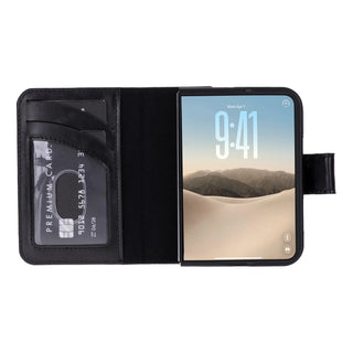Carter 2-in-1 Full-Grain Leather Wallet Case for iPhone Duo, Rustic Black - BlackBrook Case