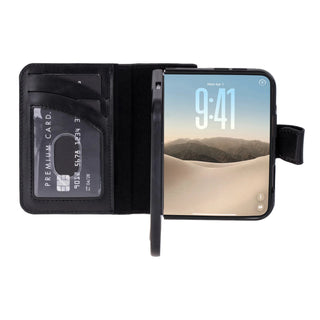 Carter 2-in-1 Full-Grain Leather Wallet Case for iPhone Duo, Rustic Black - BlackBrook Case