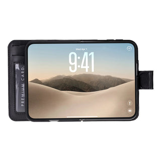 Carter 2-in-1 Full-Grain Leather Wallet Case for iPhone Duo, Rustic Black - BlackBrook Case