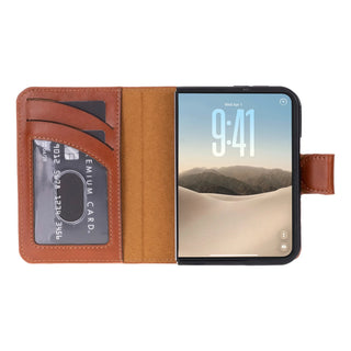 Carter 2-in-1 Full-Grain Leather Wallet Case for iPhone Duo, Rustic Tan - BlackBrook Case