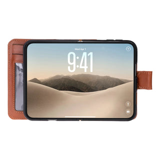 Carter 2-in-1 Full-Grain Leather Wallet Case for iPhone Duo, Rustic Tan - BlackBrook Case