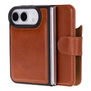 Carter 2-in-1 Full-Grain Leather Wallet Case for iPhone Duo, Rustic Tan - BlackBrook Case
