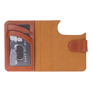 Carter 2-in-1 Full-Grain Leather Wallet Case for iPhone Duo, Rustic Tan - BlackBrook Case