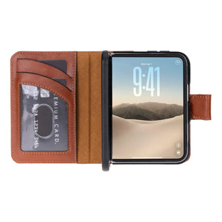 Carter 2-in-1 Full-Grain Leather Wallet Case for iPhone Duo, Rustic Tan - BlackBrook Case