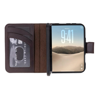 Carter 2-in-1 Full-Grain Leather Wallet Case for iPhone Duo, Saddle Brown - BlackBrook Case