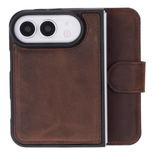 Carter 2-in-1 Full-Grain Leather Wallet Case for iPhone Duo, Saddle Brown - BlackBrook Case