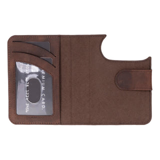 Carter 2-in-1 Full-Grain Leather Wallet Case for iPhone Duo, Saddle Brown - BlackBrook Case