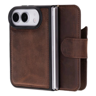 Carter 2-in-1 Full-Grain Leather Wallet Case for iPhone Duo, Saddle Brown - BlackBrook Case