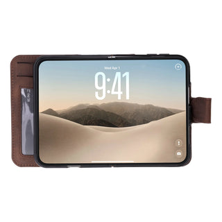 Carter 2-in-1 Full-Grain Leather Wallet Case for iPhone Duo, Saddle Brown - BlackBrook Case