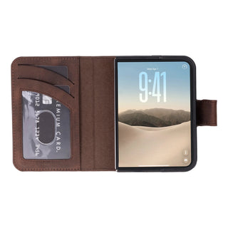 Carter 2-in-1 Full-Grain Leather Wallet Case for iPhone Duo, Saddle Brown - BlackBrook Case