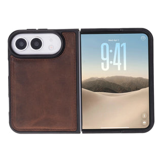 Carter 2-in-1 Full-Grain Leather Wallet Case for iPhone Duo, Saddle Brown - BlackBrook Case
