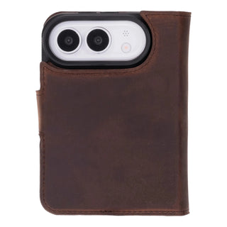 Carter 2-in-1 Full-Grain Leather Wallet Case for iPhone Duo, Saddle Brown - BlackBrook Case