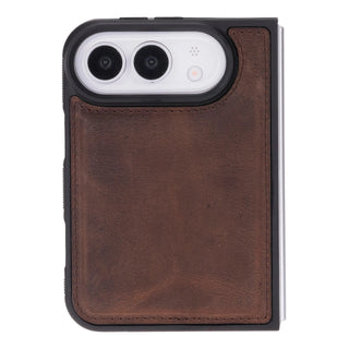 Carter 2-in-1 Full-Grain Leather Wallet Case for iPhone Duo, Saddle Brown - BlackBrook Case
