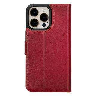 Carter Detachable Leather iPhone 15 Pro Max Wallet Case, Red - BlackBrook Case