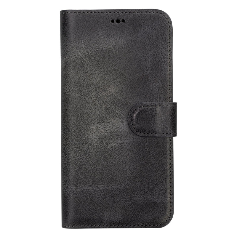 Carter Detachable Leather iPhone 15 Pro Max Wallet Case, Vesselle Gray - BlackBrook Case