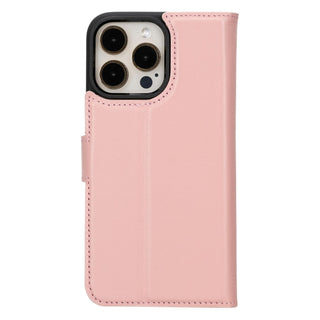 Carter Detachable Leather iPhone 15 Pro Wallet Case, Nude Pink - BlackBrook Case